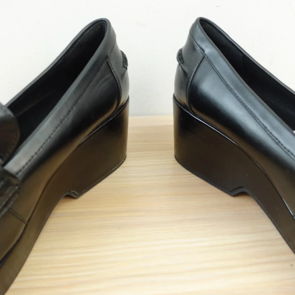 Office Siren Platform Loafers Womens 10 M Black Tassel Kiltie Chunky AEROSOLES